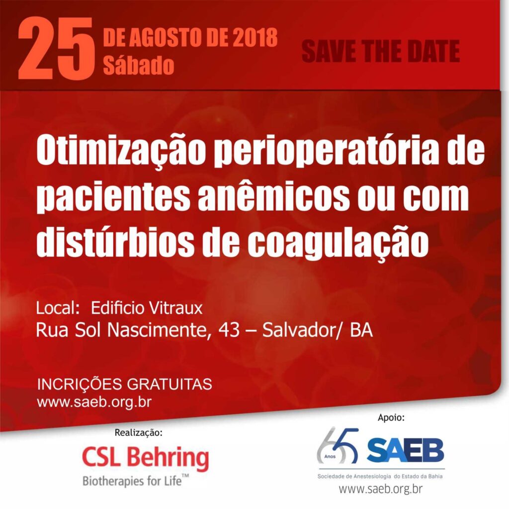 Otimização perioperatória de pacientes anêmicos ou com distúrbios de coagulação
